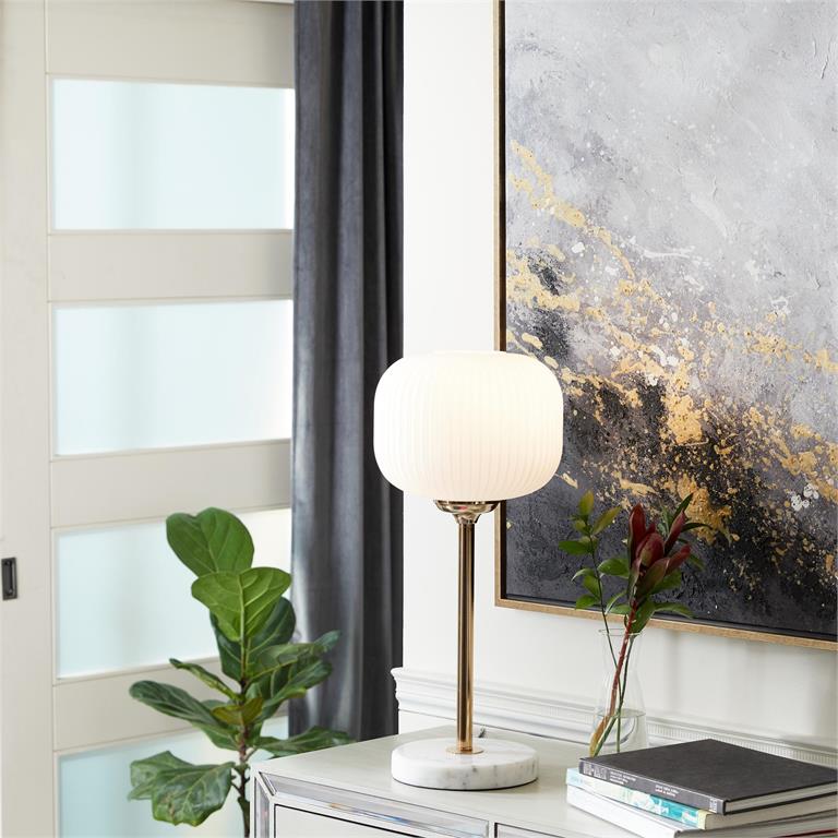 Frosted Glass Table Lamp with Marble Base