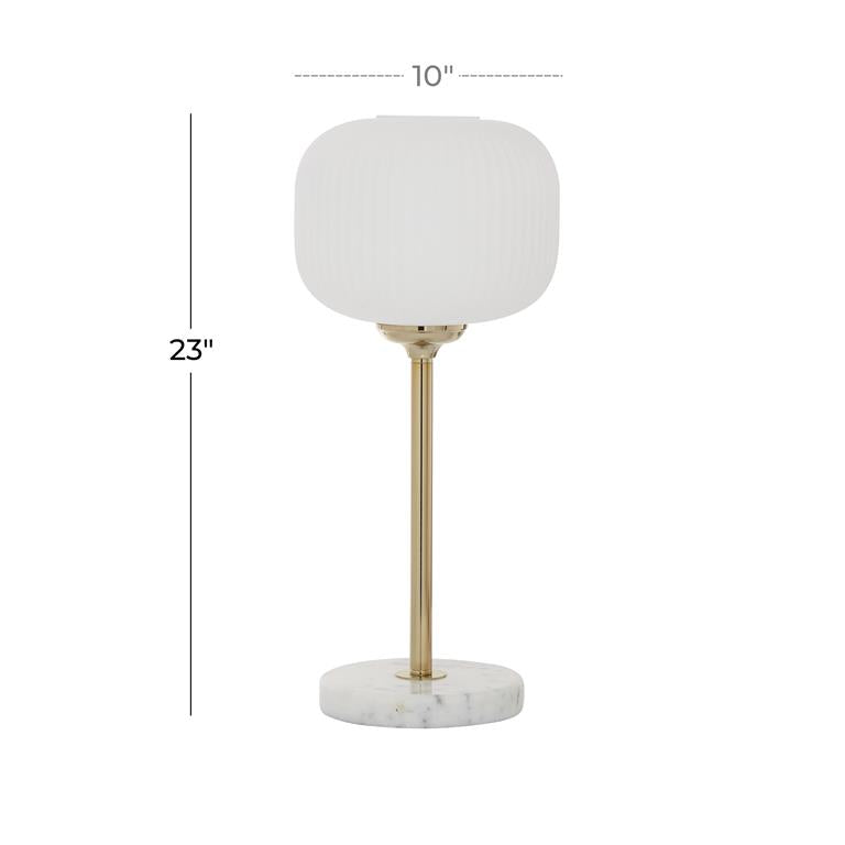 Frosted Glass Table Lamp with Marble Base