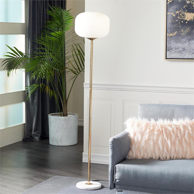 Frosted Glass Floor Lamp with Marble Base