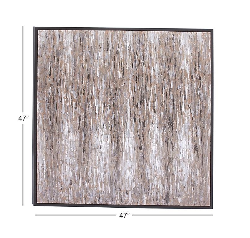 Linear Abstract Square Wall Art with Brown Frame Set