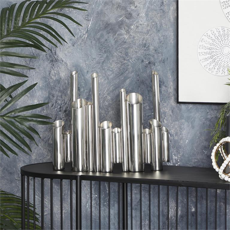Organ Pipe Style Tube Vase, Stainless Steel