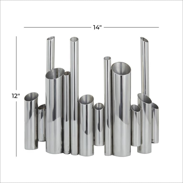 Organ Pipe Style Tube Vase, Stainless Steel