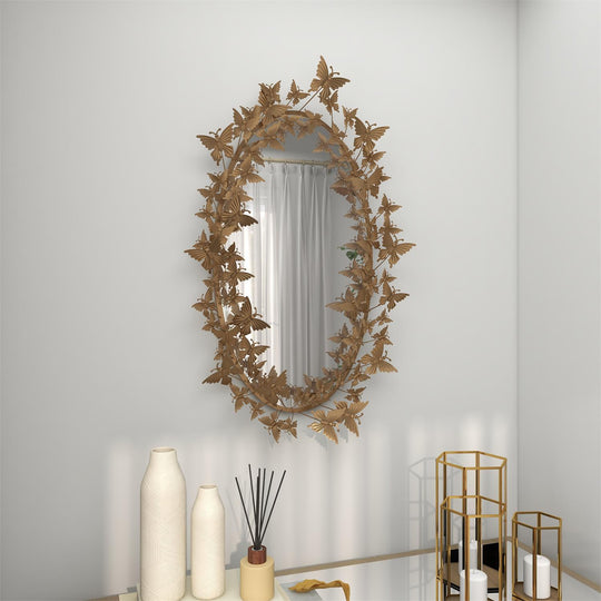 Metal 3D Butterfly Wall Mirror, 33"