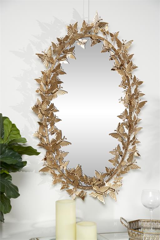 Metal 3D Butterfly Wall Mirror, 33"