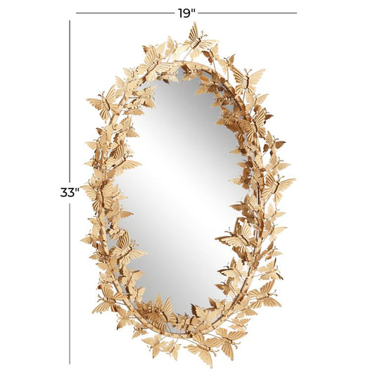 Metal 3D Butterfly Wall Mirror, 33"