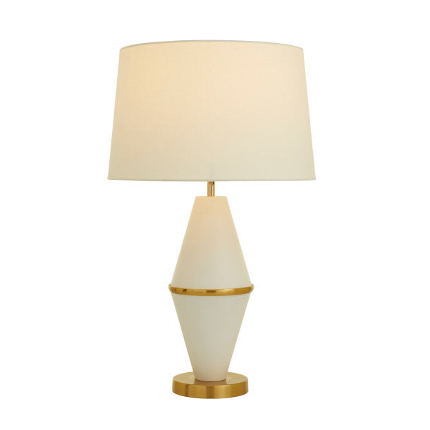 Diamond-Shaped Table Lamp with Drum Shade