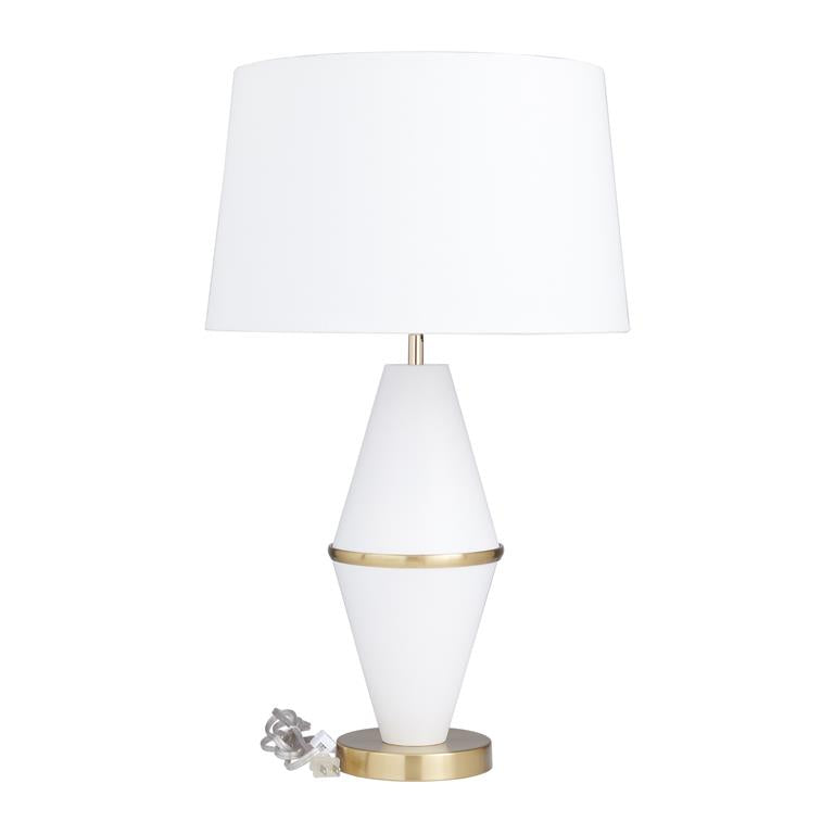 Diamond-Shaped Table Lamp with Drum Shade