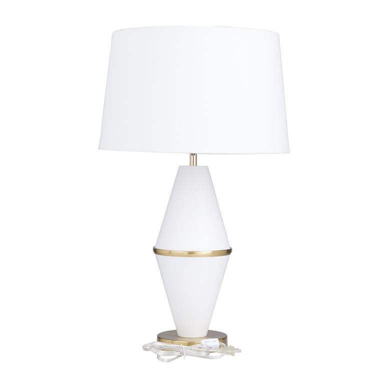 Diamond-Shaped Table Lamp with Drum Shade