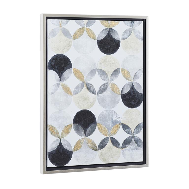 Illusive Circles Geometric Wall Art with Silver Frame Set