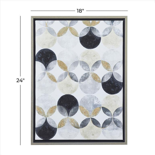 Illusive Circles Geometric Wall Art with Silver Frame Set