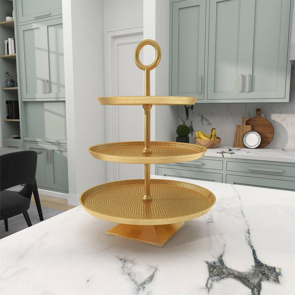 Gold Tiered 3 Level Cake Stand, 17"
