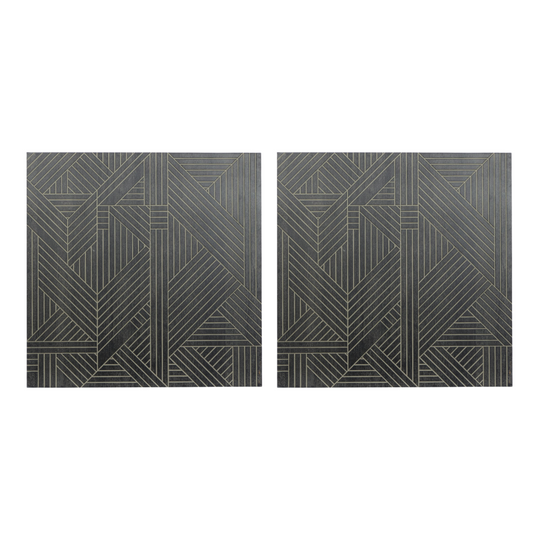 Geometric Linework Wooden Square Wall Decor Set