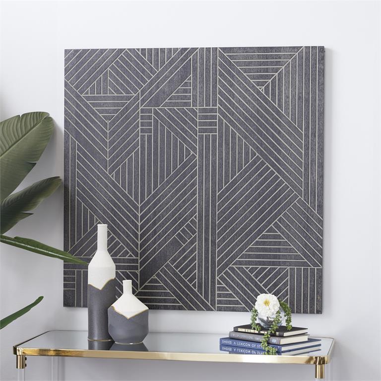 Geometric Linework Wooden Square Wall Decor Set