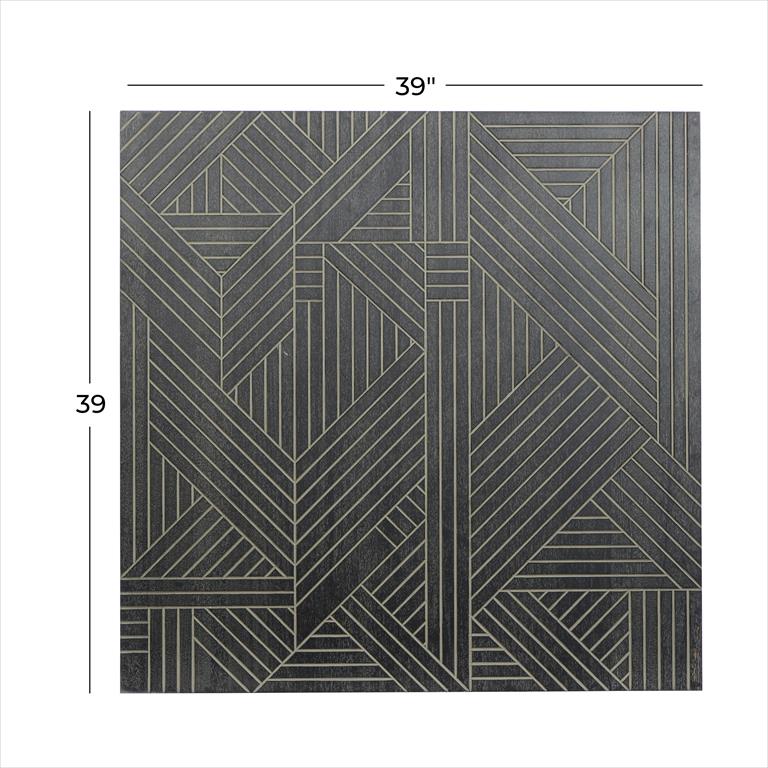 Geometric Linework Wooden Square Wall Decor Set