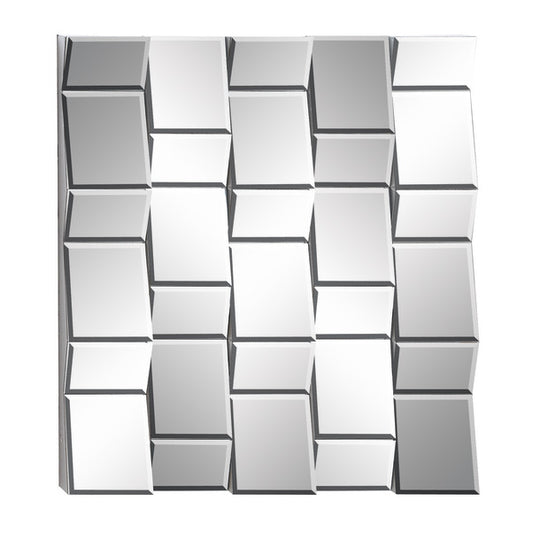 Geometric Checkered Wall Mirror, 39"