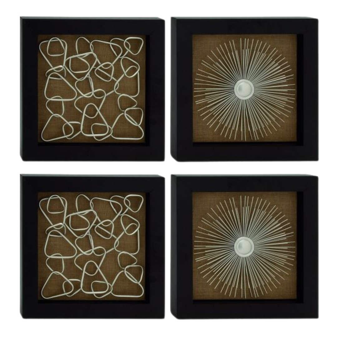 Mixed Abstract Metal Work Square Wall Decor Set