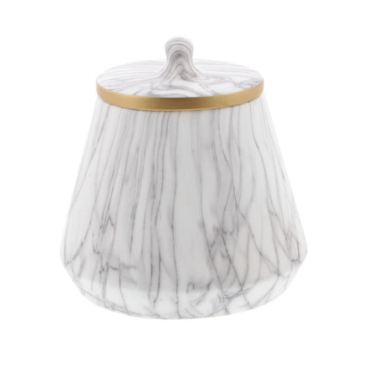 Ceramic Faux Marble Decorative Jars with Gold accent