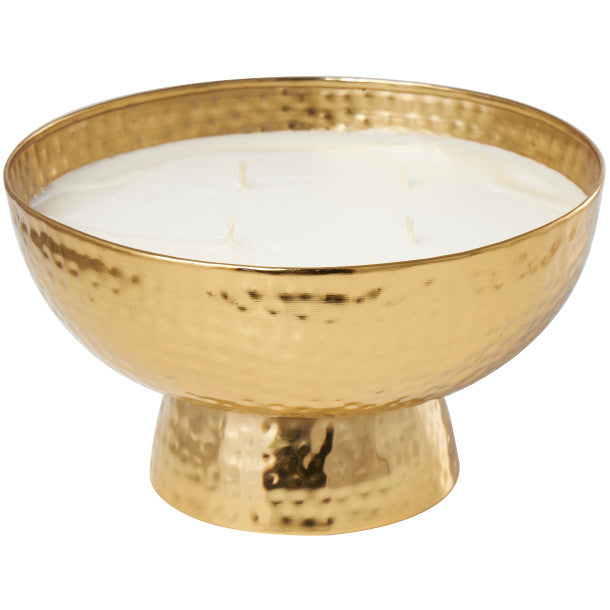 Large 4 Wick Scented Candle in Tall Hammered Metal Bowl, 70 oz