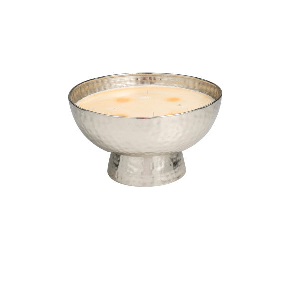 Large 4 Wick Scented Candle in Tall Hammered Metal Bowl, 70 oz