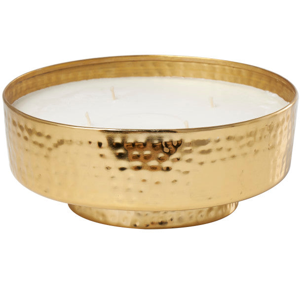 Large 4 Wick Scented Candle in Hammered Metal Bowl, 70 oz