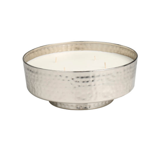 Large 4 Wick Scented Candle in Hammered Metal Bowl, 70 oz