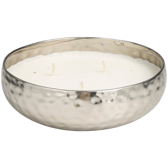 Large 3 Wick Scented Candle in Hammered Metal Bowl, 20 oz