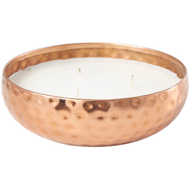 Large 3 Wick Scented Candle in Hammered Metal Bowl, 20 oz