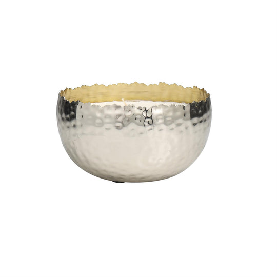 Large 3 Wick Scented Candle in Hammered Metal Bowl, 30 oz