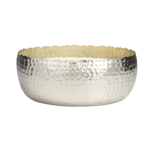 Large 4 Wick Scented Candle in Wide Hammered Metal Bowl, 90 oz