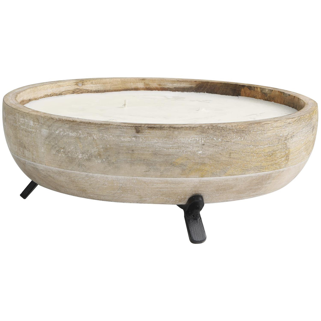 40 oz Scented 4 Wick Candle in Wood Bowl with Metal Stand