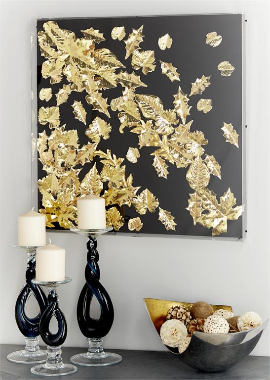 3D Gold Leaves Acrylic Shadow Box Wall Art
