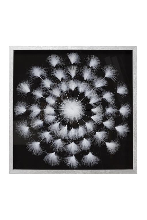 Feather Mandala Shadow Box Wall Art with Silver Frame