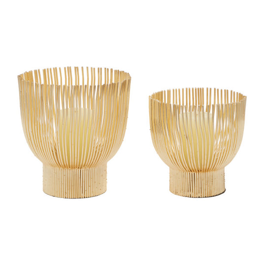 Wavy Lines Metal Candle Holder Set