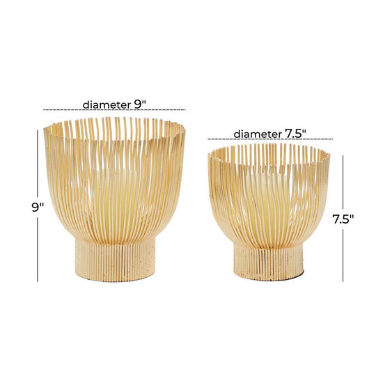 Wavy Lines Metal Candle Holder Set