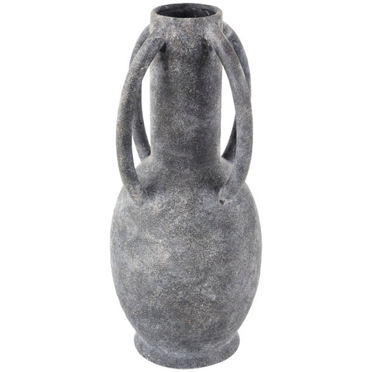 Ceramic Textured Whitewashed Vase Set with Handles