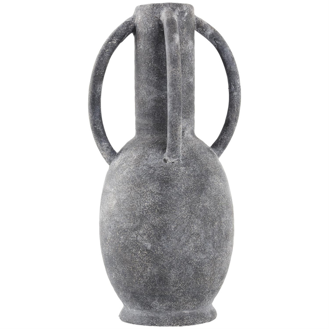 Ceramic Textured Whitewashed Vase Set with Handles