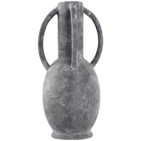 Ceramic Textured Whitewashed Vase Set with Handles