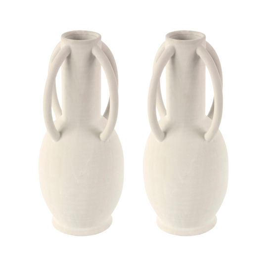 Ceramic Textured Vase Set with Handles