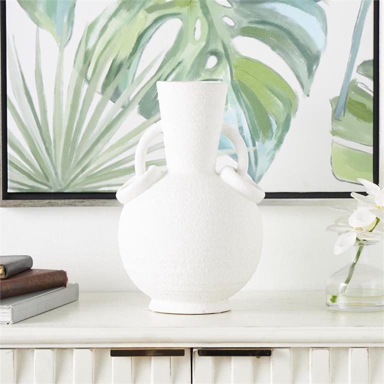 Ceramic Textured Vase Set with Ring Handles