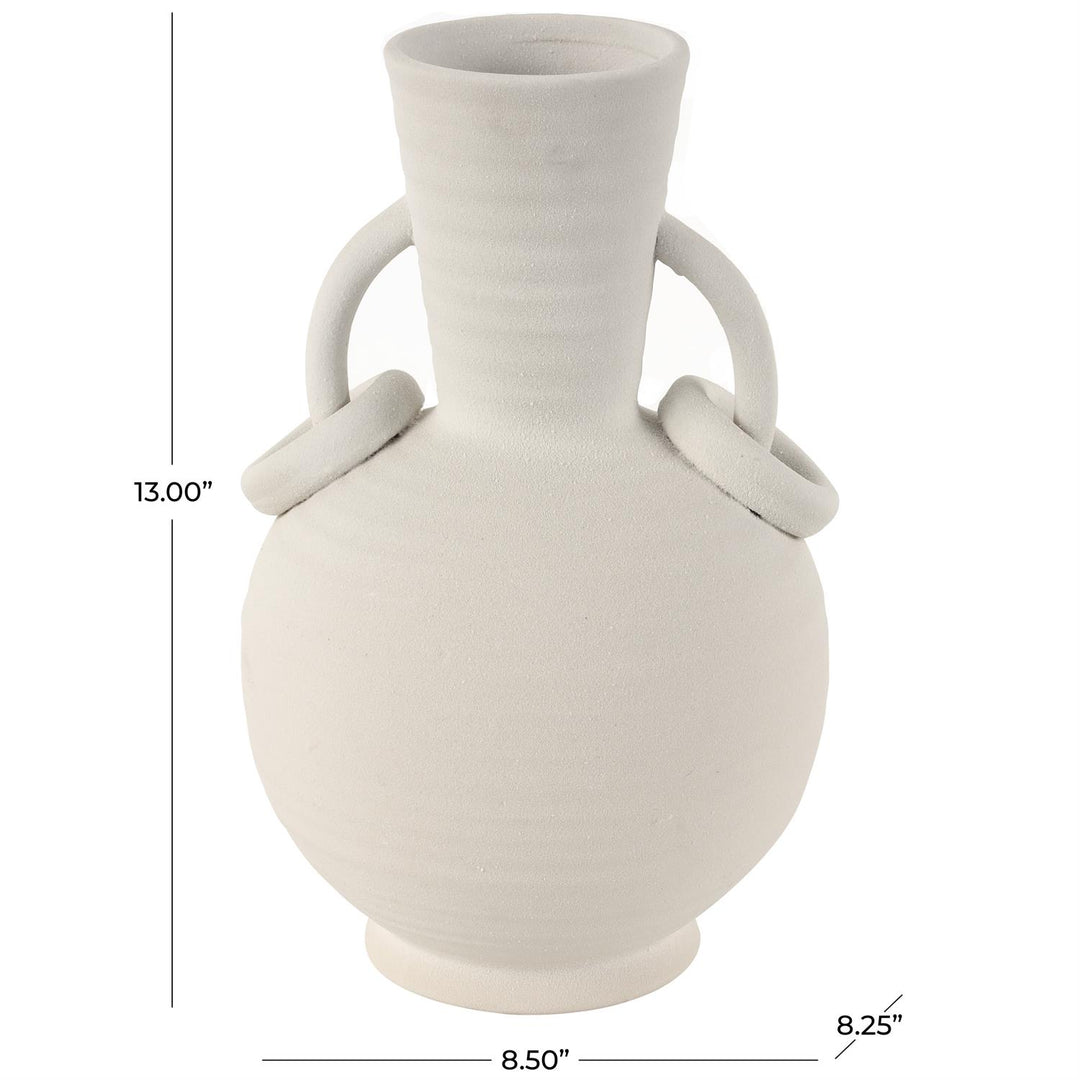 Ceramic Textured Vase Set with Ring Handles