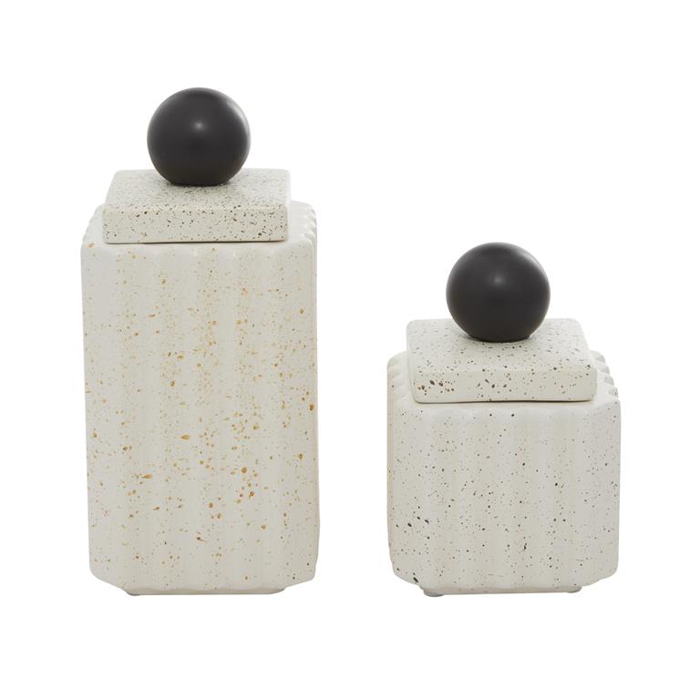 Speckled Ceramic Decorative Jar Set with Lids