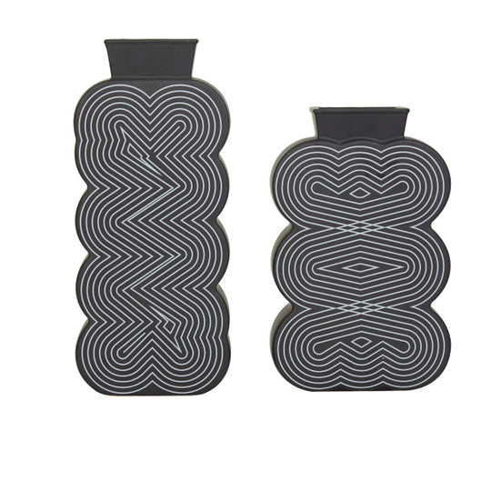 Curvy Swirled Patterned Ceramic Vase Set