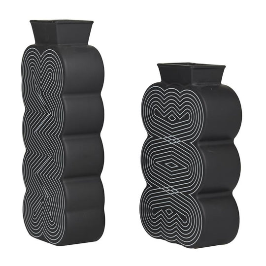 Curvy Swirled Patterned Ceramic Vase Set