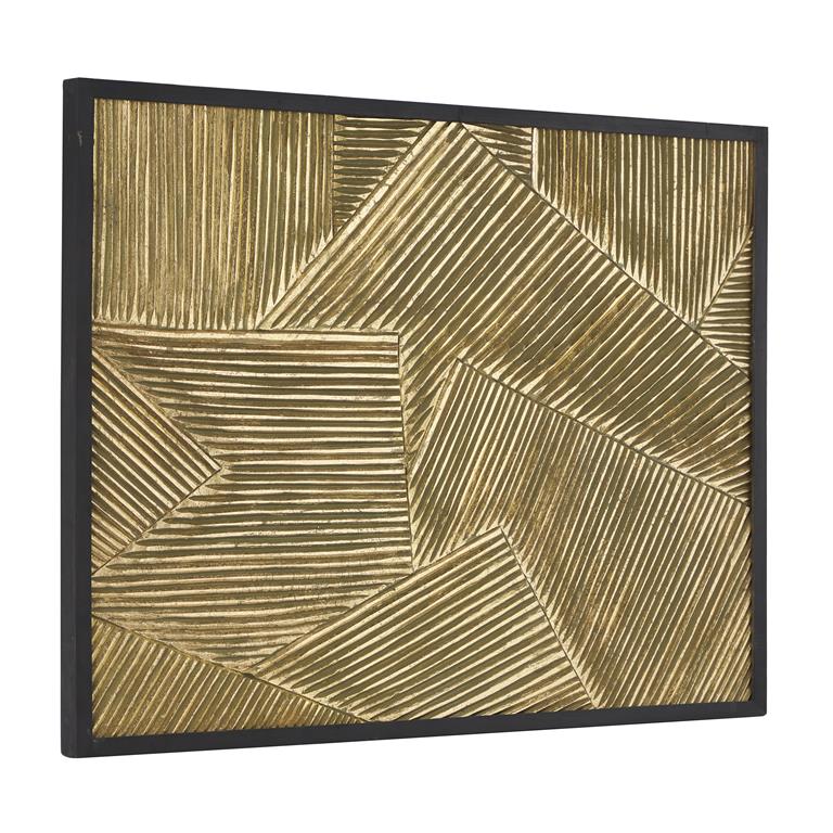 Carved Geometric Wooden Wall Art with Black Frame