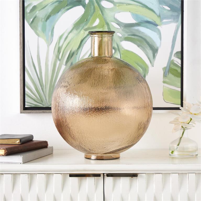 Round Spanish Vase, Handmade from Recycled Glass