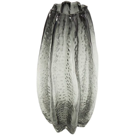 Ombre Handmade Fluted Glass Vase, 14"