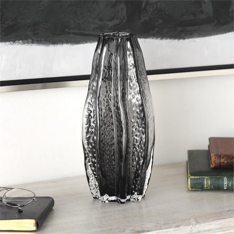 Ombre Handmade Fluted Glass Vase, 12"
