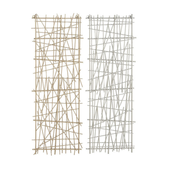 Gold and Silver Tall Pick Up Sticks Geometric Wall Panels Set