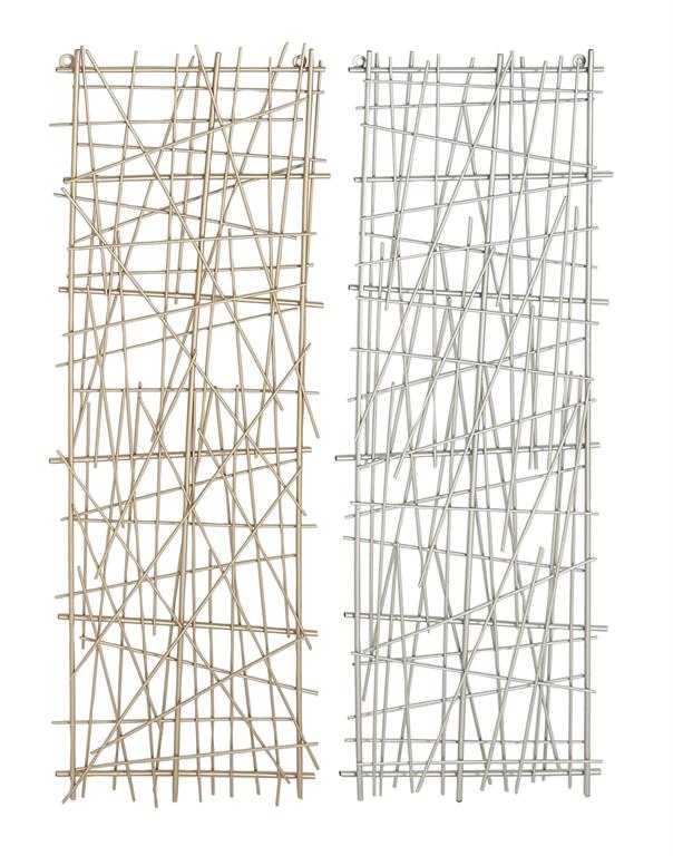 Gold and Silver Tall Pick Up Sticks Geometric Wall Panels Set