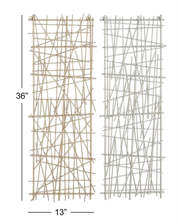 Gold and Silver Tall Pick Up Sticks Geometric Wall Panels Set